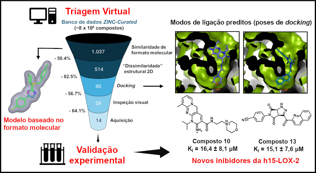 Triagem virtual, validação experimental e modos de ligação preditos